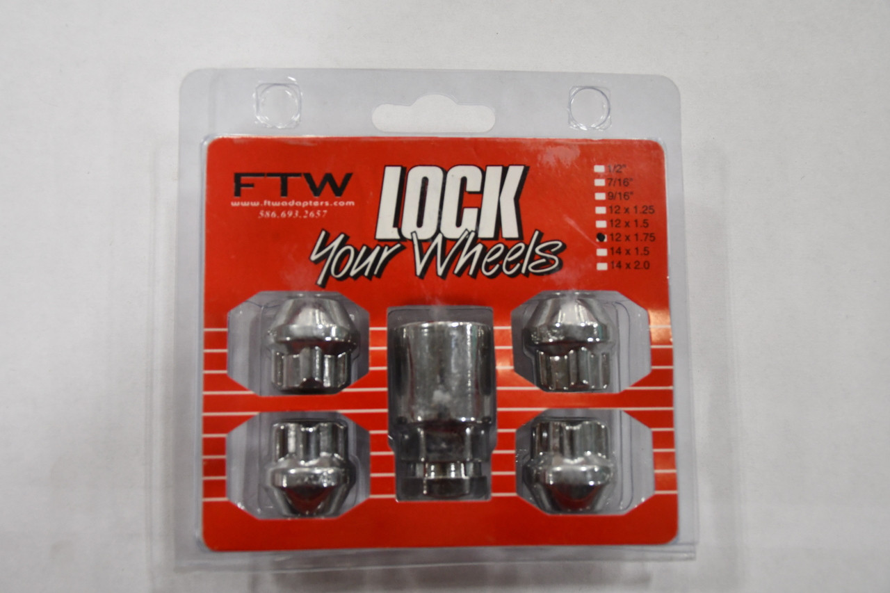 Set 4 12x1.75 Wheel Locks Locking Lug Nuts Chrome w Key WL001