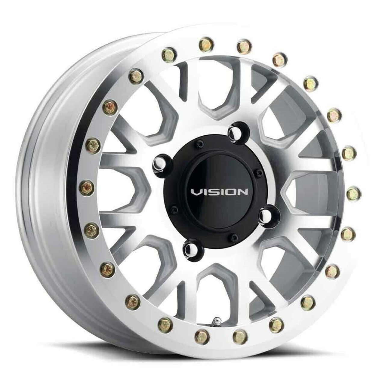 15" Vision ATV GV8 Invader 15x6 Gunmetal Machined Face and Ring 4x110 Wheel 32mm