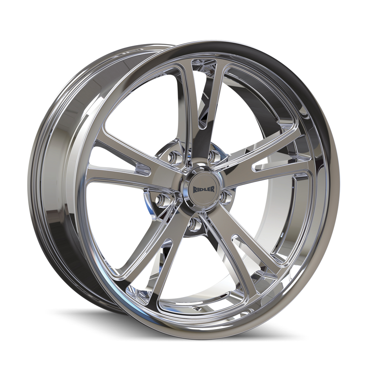 Set 4 20" Ridler 606 20x10 Chrome 5x4.75 Wheels 0mm Rims
