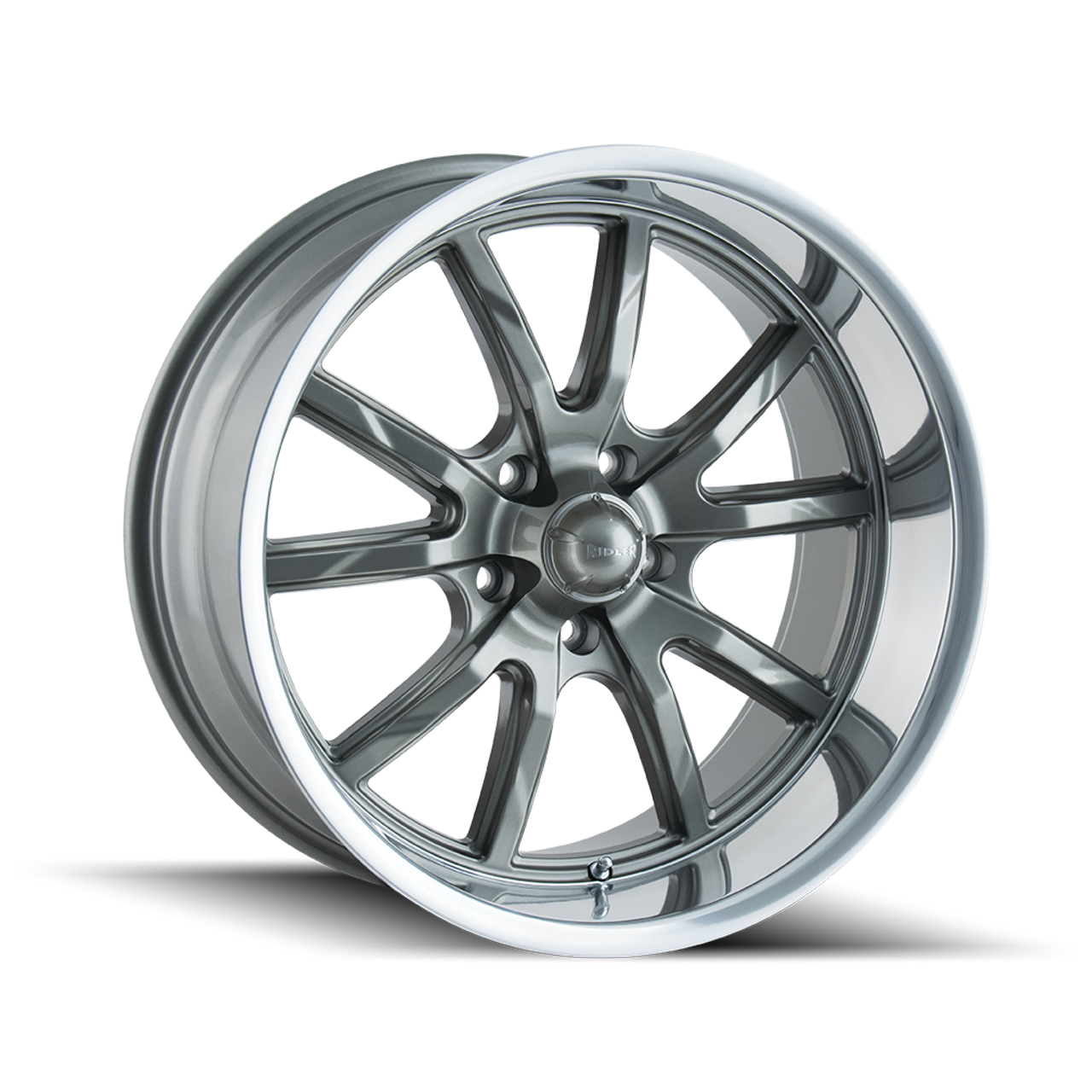 17" Ridler 650 17x7 Grey Polished Lip 5x4.75 Wheel 0mm Rim