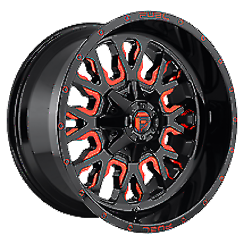 Fuel  D612 Stroke 20x10 8x6.5 Gloss Black Red Tinted Clear Wheel 20" -18mm