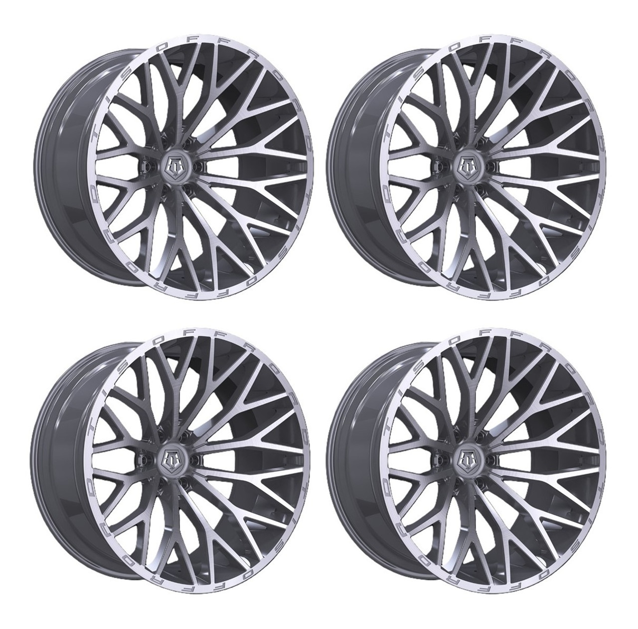 Set 4 20" TIS 566BSM Gloss Silver w/ Brushed Face 20x9 Wheels 6x5.5 Rims 18mm