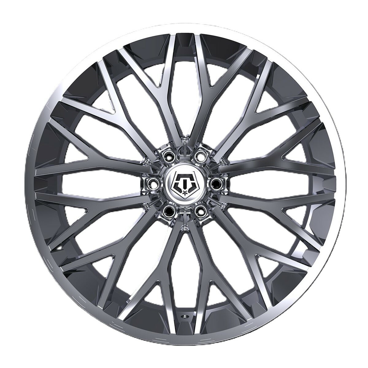 20" TIS 566BSM Gloss Silver Brushed Face & Lip 20x12 6x5.5 -44mm Offroad Wheel