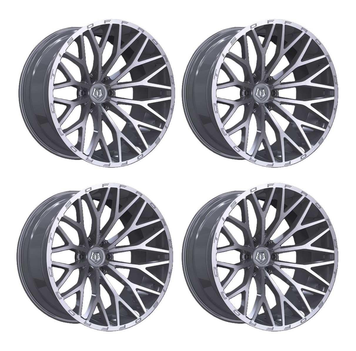 Set 4 26" TIS 566BSM Gloss Silver w/ Brushed Face 26x12 Wheels 6x5.5 -44mm Rims