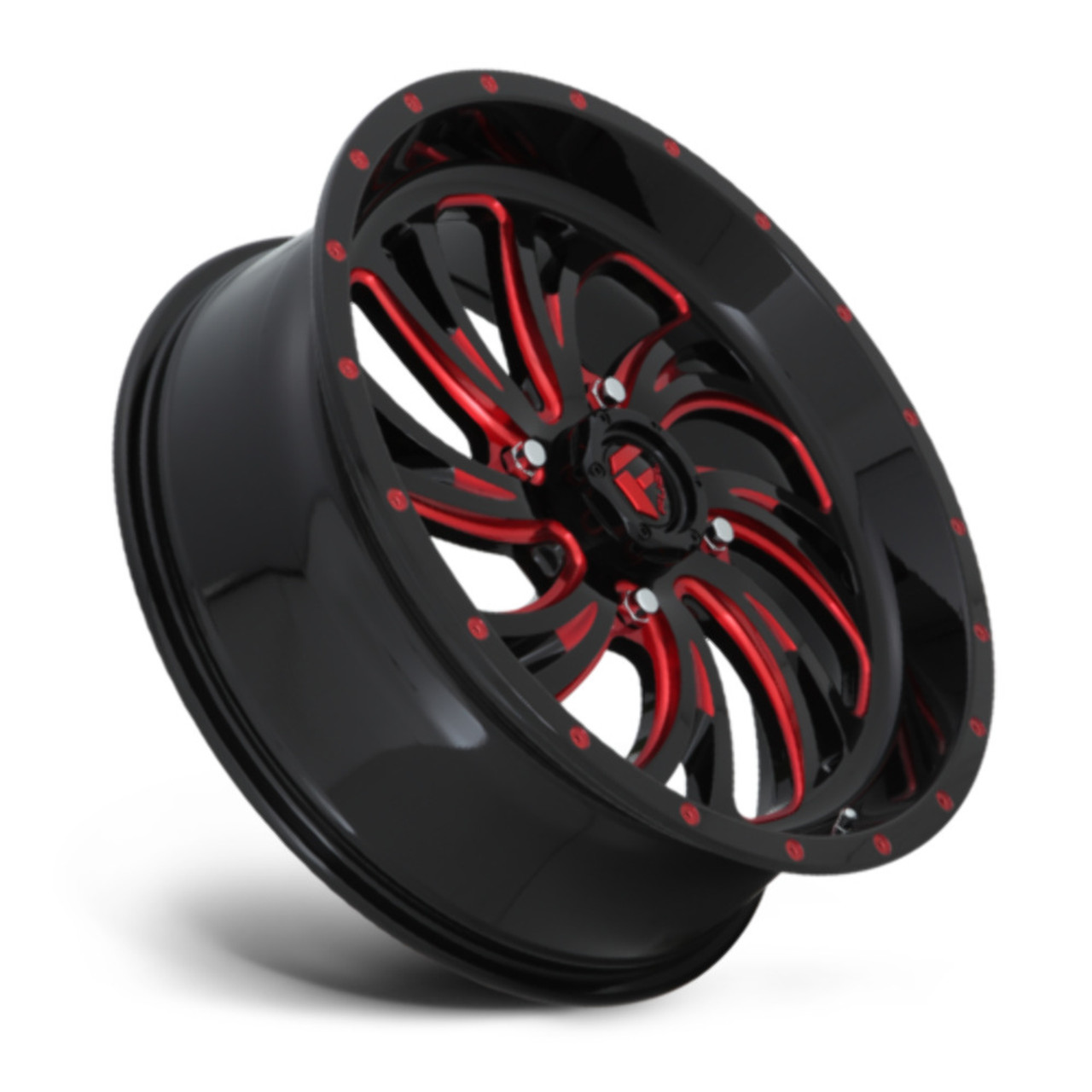 Fuel UTV D642 Kompressor 18x7 4x156 Gloss Black Red Tinted Clear Wheel 18" 13mm