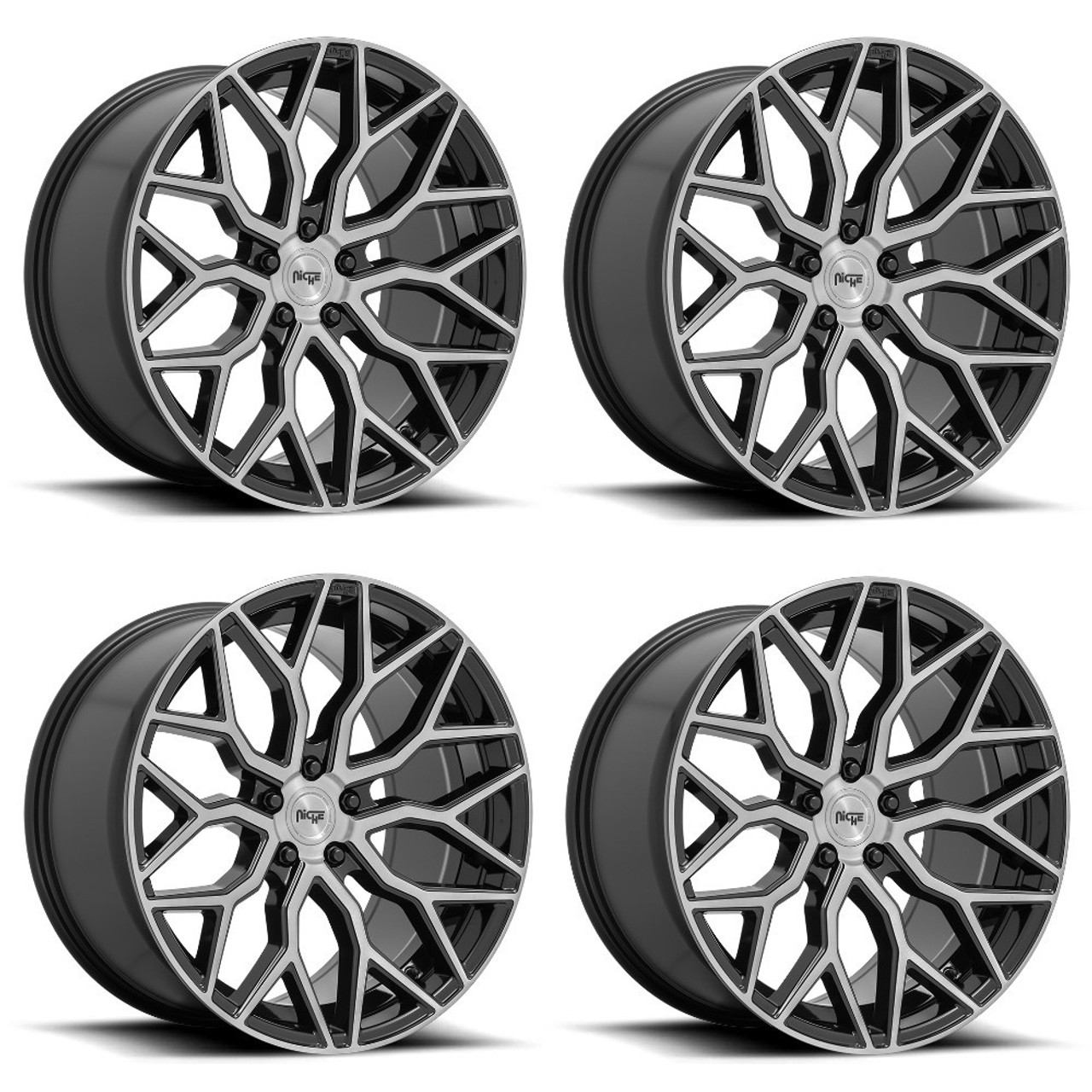 Set 4 Niche M262 Mazzanti 22x10 5x130 Black Brushed Face Wheels 22" 30mm
