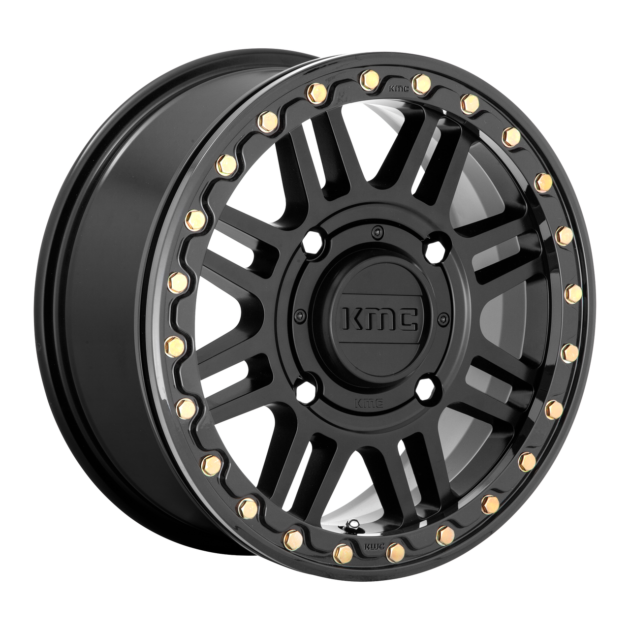 Set 4 KMC Powersports Ks250 Cage Beadlock 15x6 4x156 Satin Black Wheels 15" 38mm