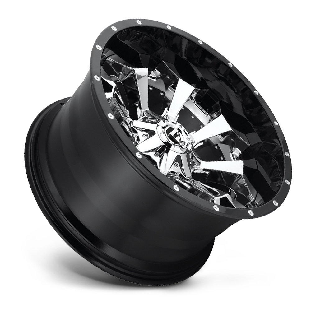 22" Fuel 2PC D246 Assault 22x10 8x180 Chrome Plated Gloss Black Lip Wheel -13mm