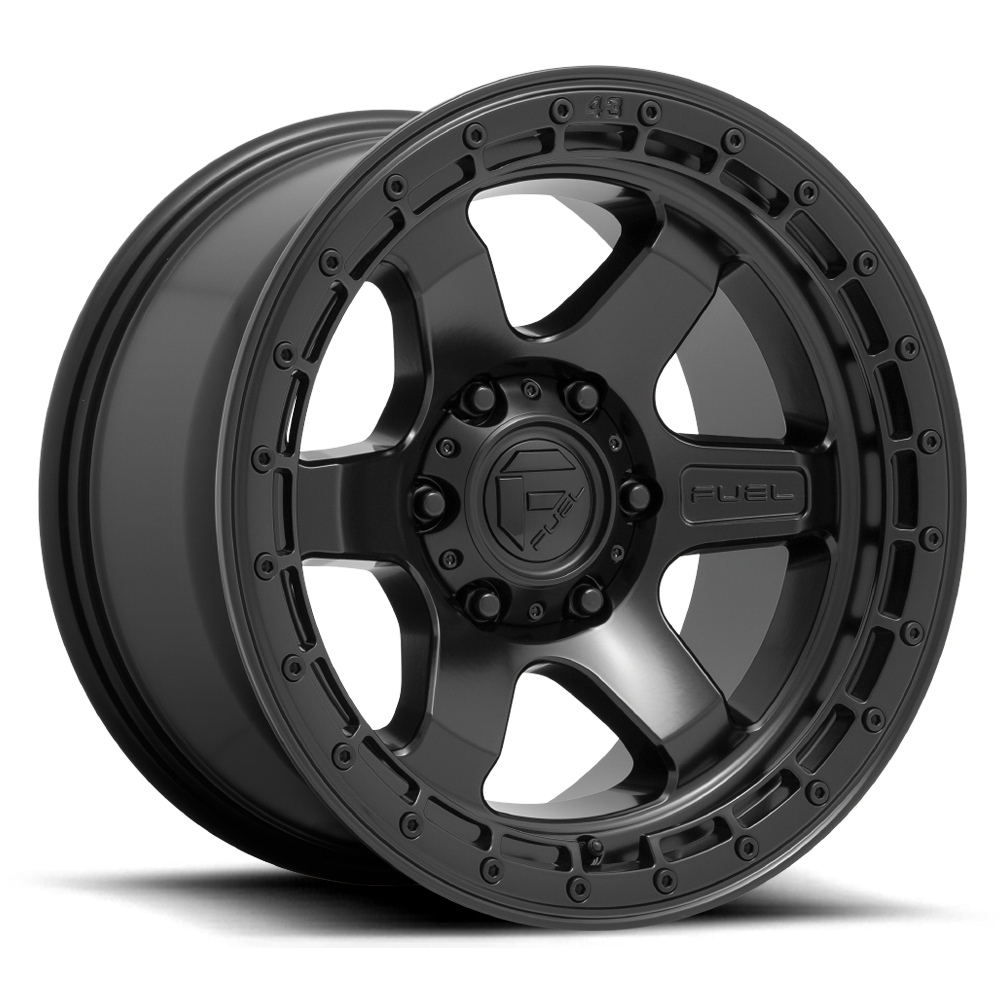 Fuel 1PC D750 Block 18x9 6x5.5 Matte Black With Black Ring Wheel 18" 20mm Rim
