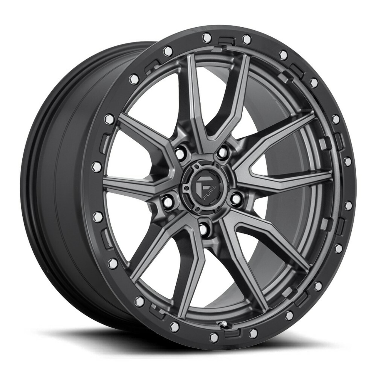 Fuel  D680 Rebel 17x9 5x5.0 Matte Gun Metal Black Bead Ring Wheel 17" -12mm