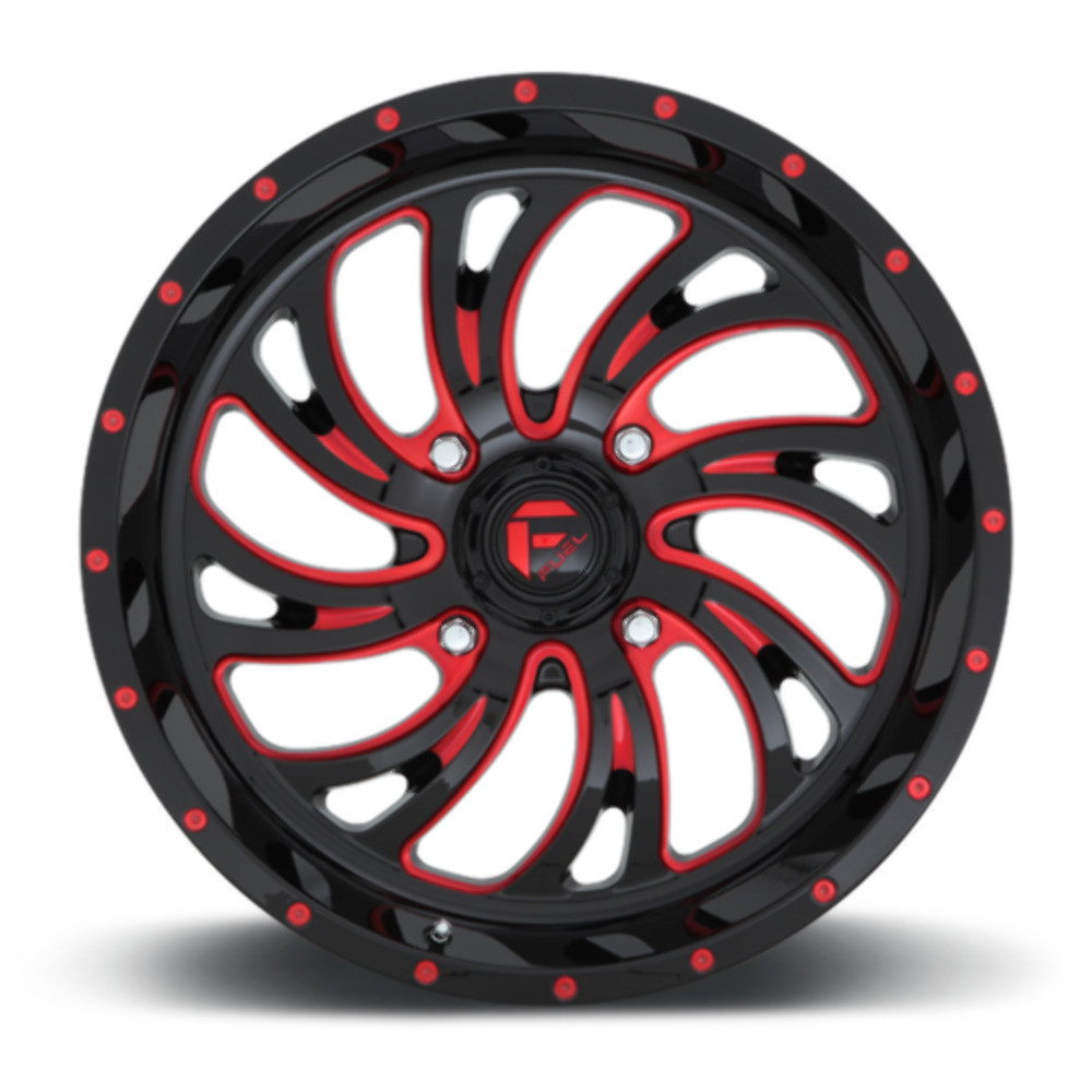 18" Fuel UTV D642 Kompressor 18x7 4x137 13mm Gloss Black Red Tinted Clear Wheel