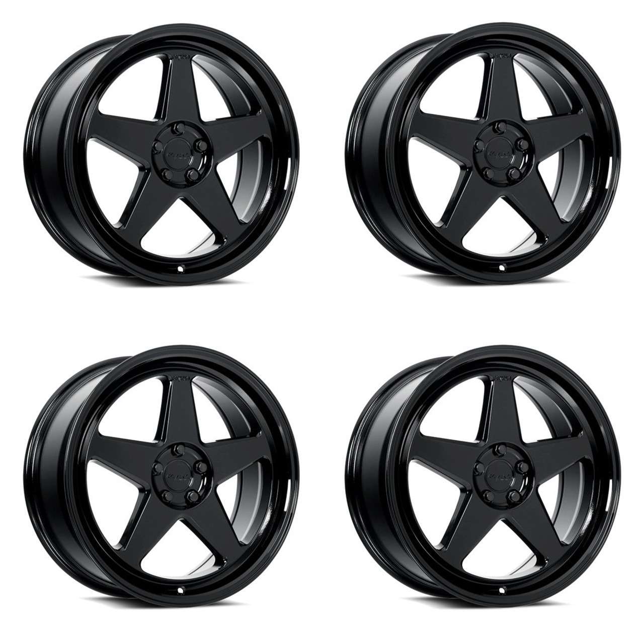 Set 4 18" Katana Wheels KR03 Glossy Black 18x8 Wheel 5x100 Rims 40mm