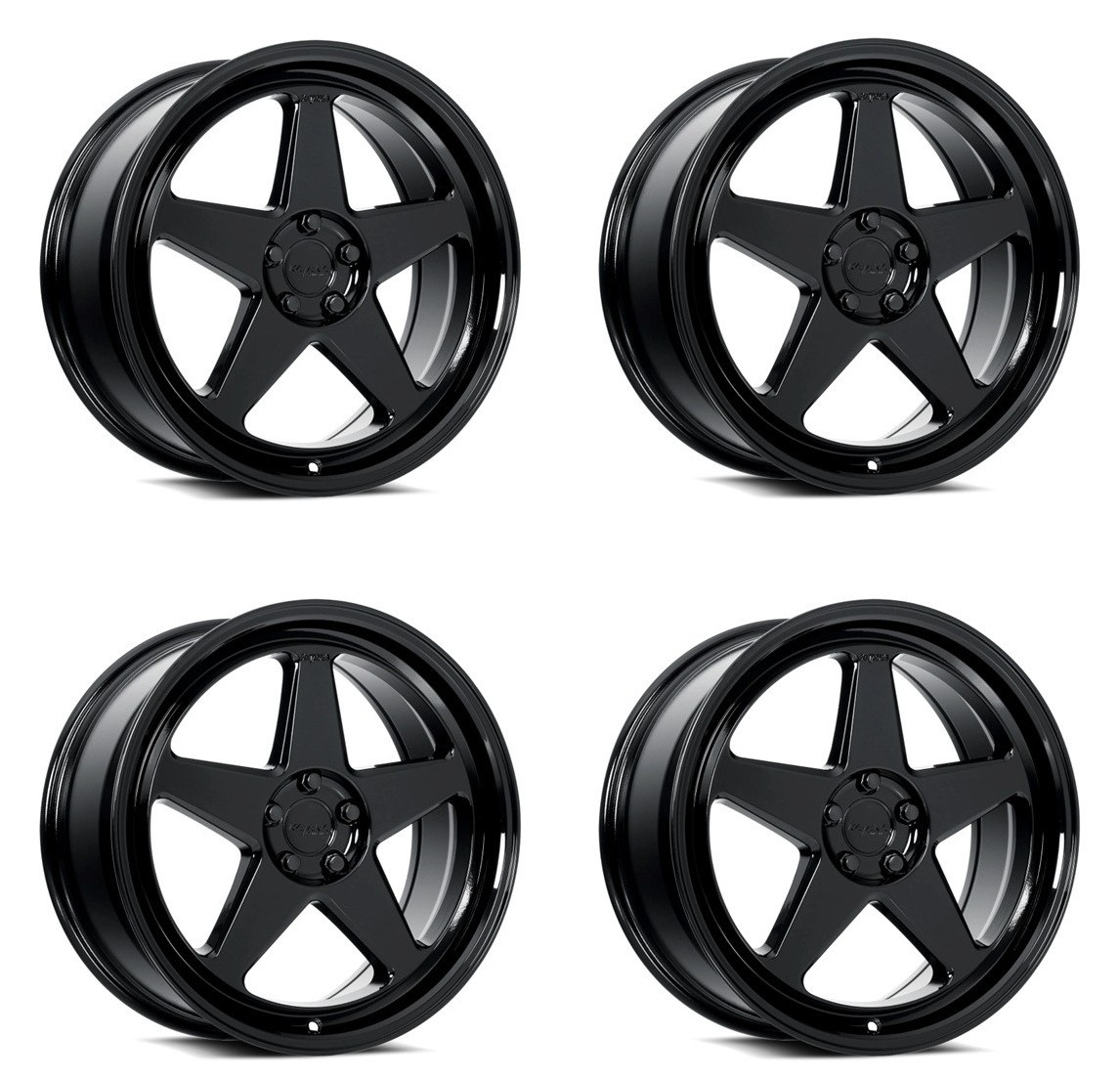 Set 4 18" Katana Wheels KR03 18x8 5x4.5 40mm Glossy Black Racing Rims
