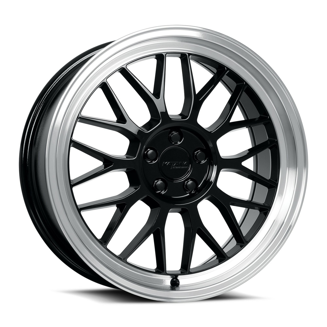 Set 4 18" Katana Wheels KR06 Glossy Black Machined Lip 18x8 5x100 40mm Rims
