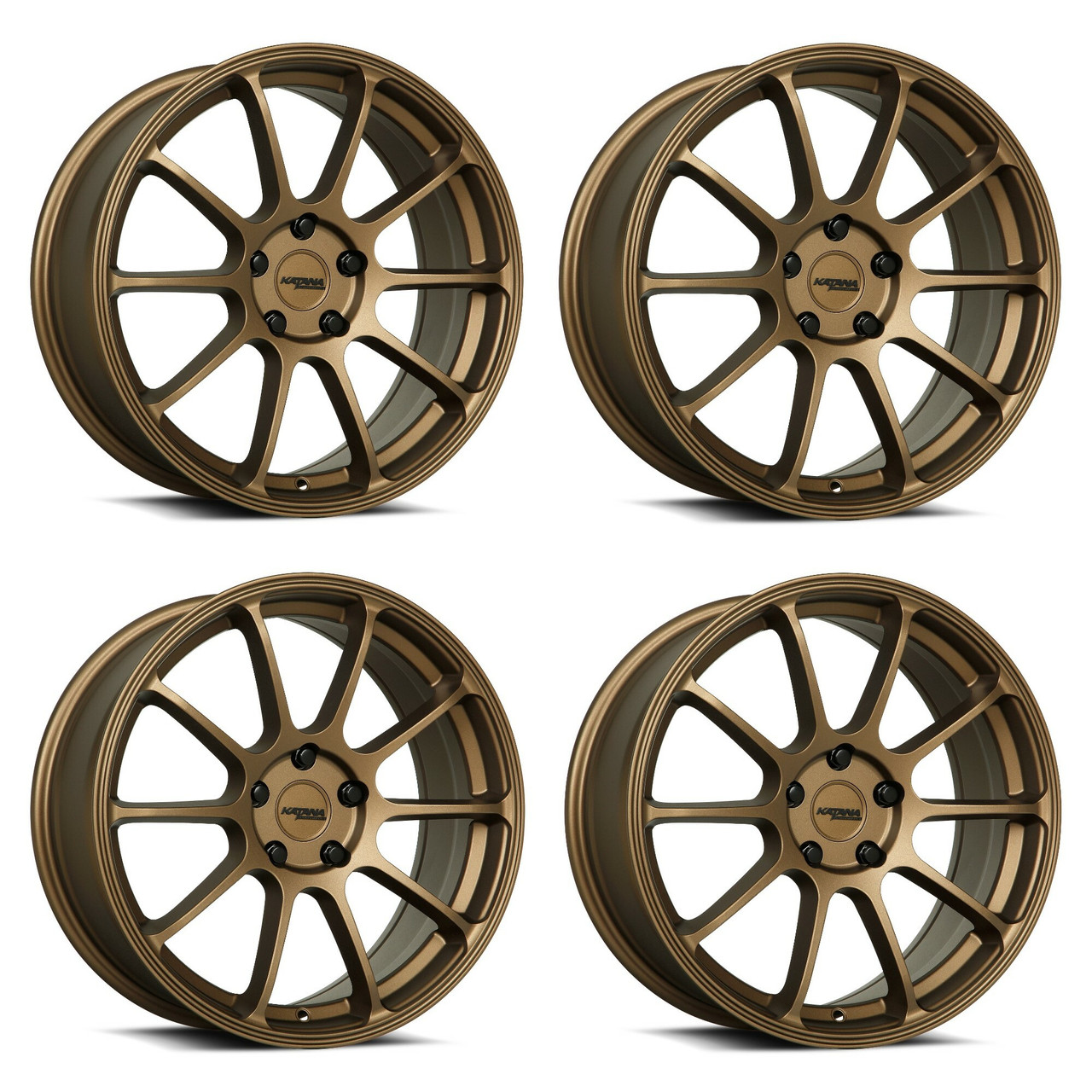 Set 4 18" Katana Wheels KR07 18x8 5x4.5 40mm Matte Bronze Racing Rims