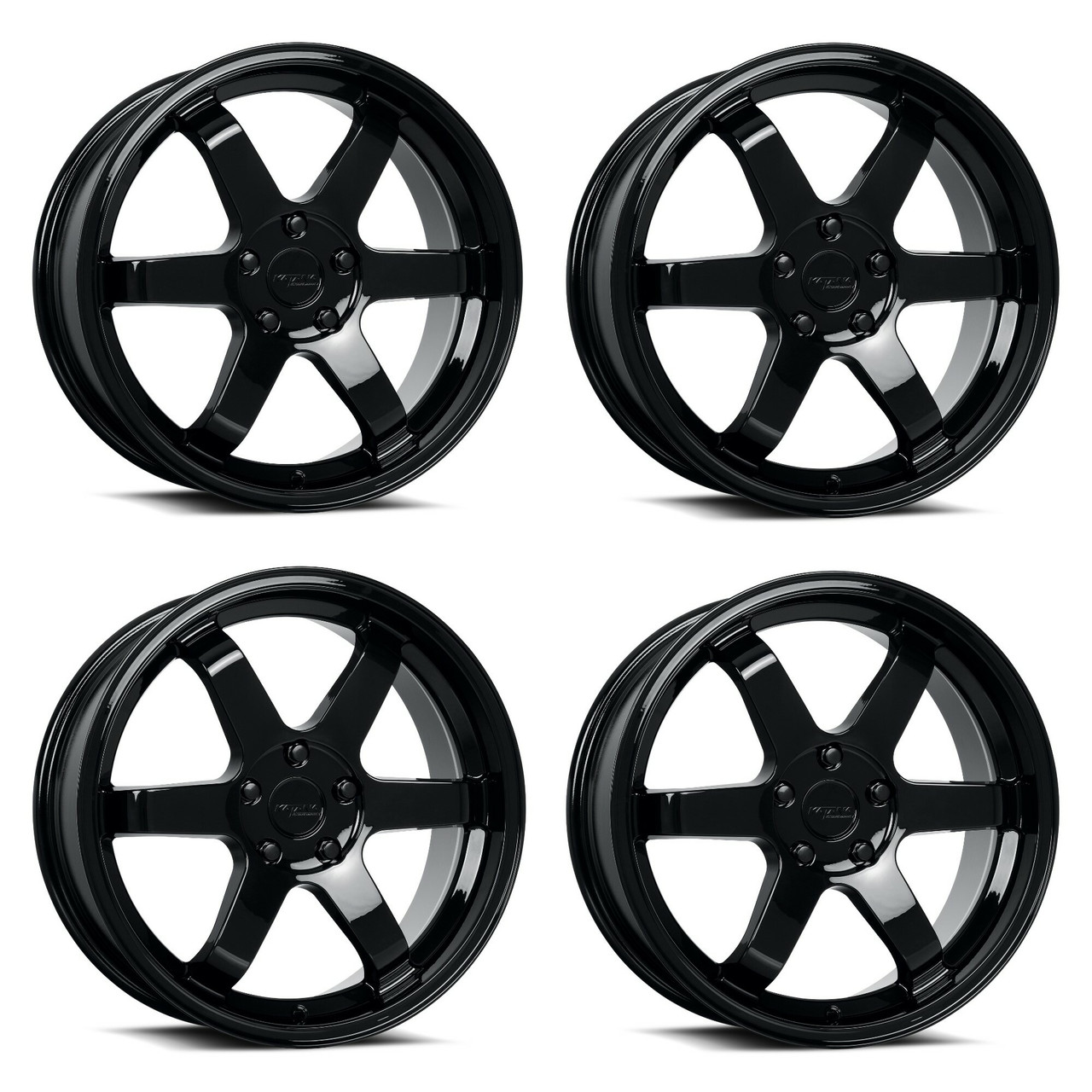 Set 4 17" Katana Wheels KR08 17x7.5 5x4.5 40mm Glossy Black Racing Rims