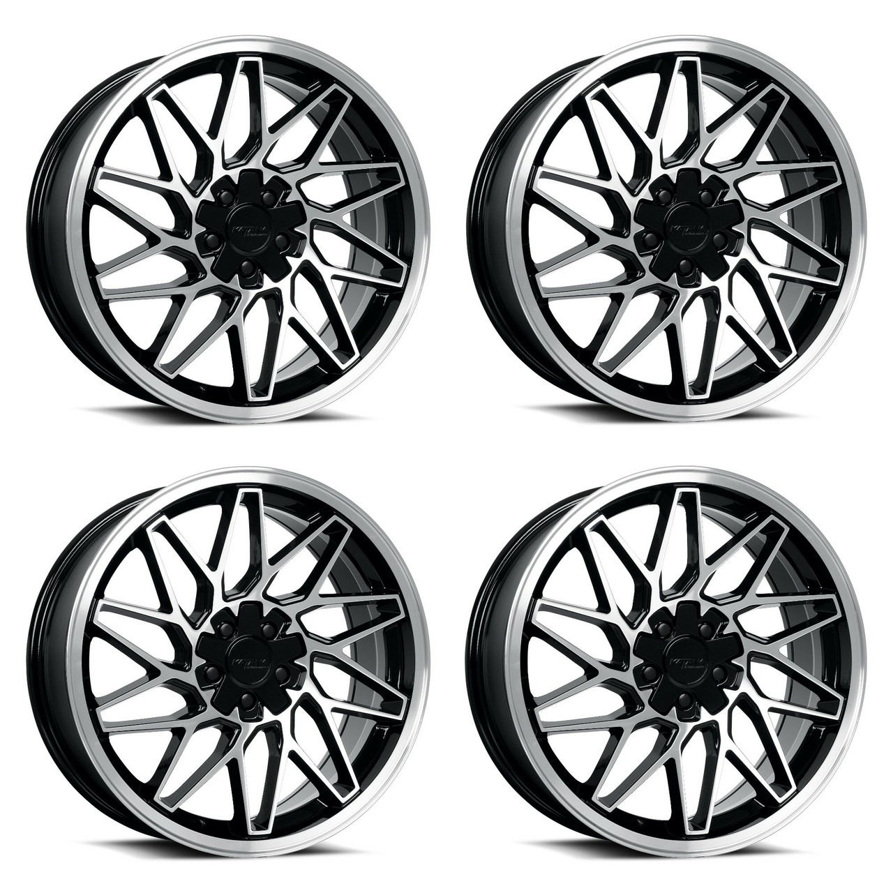 Set 4 18" Katana Wheels KR09 18x8 5x100 5x4.5 40mm Glossy Black Machined Rims