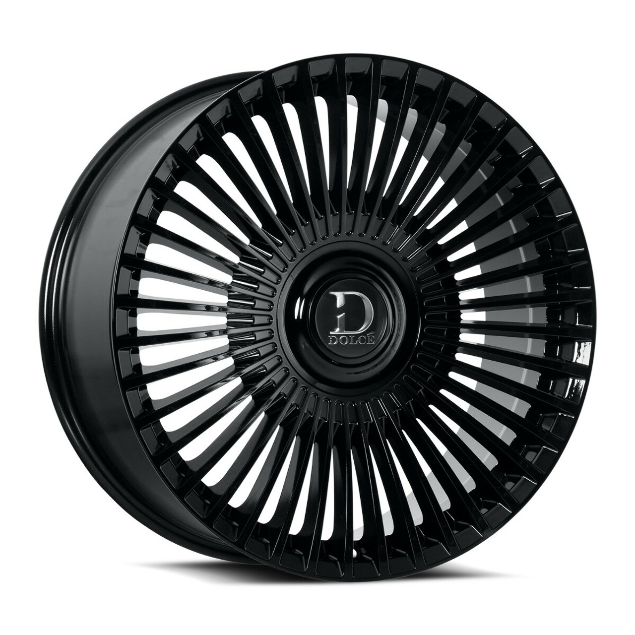 Set 4 22" Dolce Trento Glossy Black 22x9 Wheels 5x112 5x4.5 35mm Floating Caps