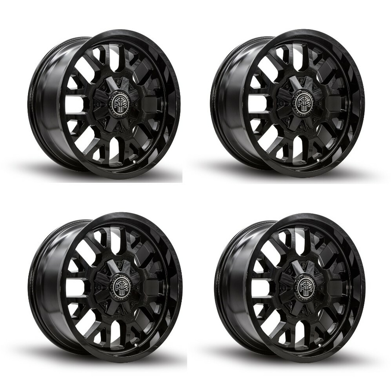 Set 4 20" Thret Offroad Attitude 802 Gloss Black 20x9 Wheels 5x5 5x5.5 18mm Rim