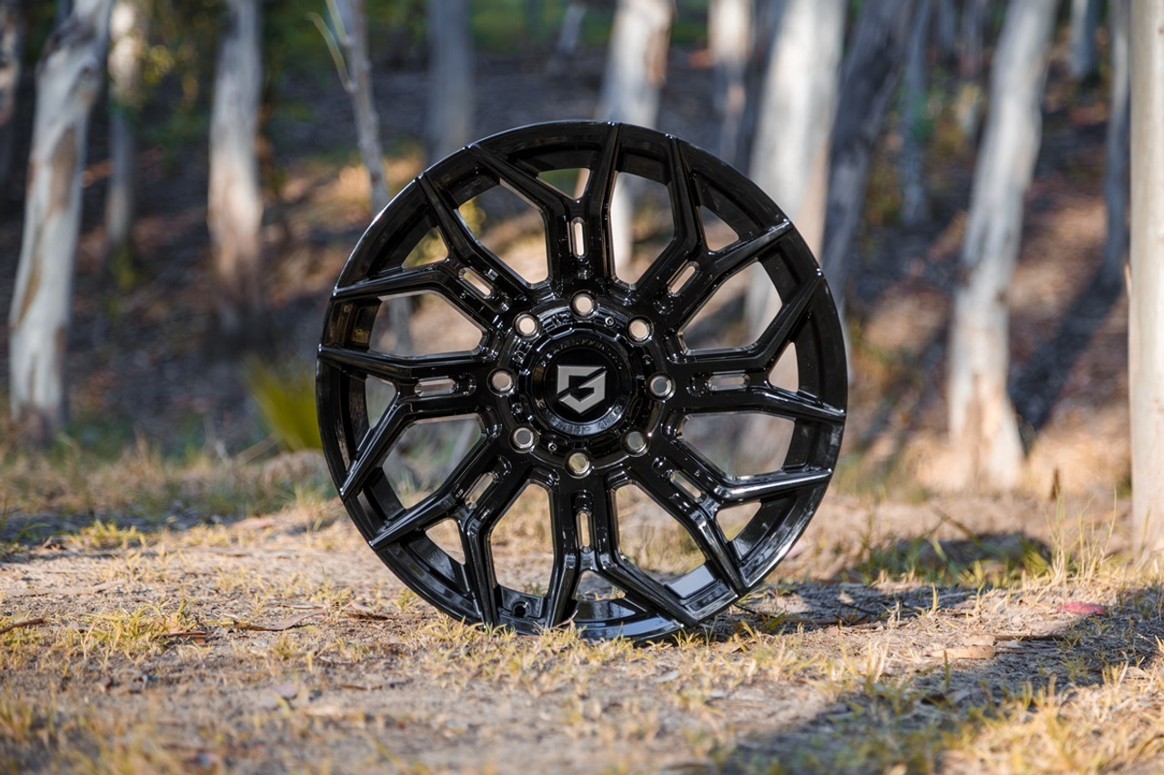 Set 4 20" Gear Off Road 776B Flair Gloss Black 20x9 Wheels 8x180 0mm Truck Rims