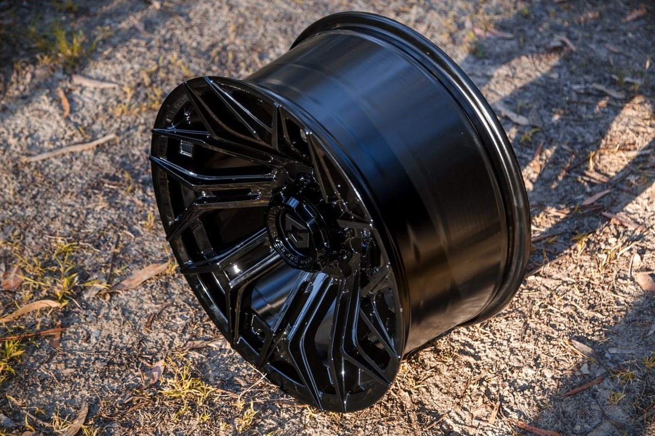 Set 4 20" Gear Off Road 776B Flair Gloss Black 20x9 Wheels 8x180 0mm Truck Rims