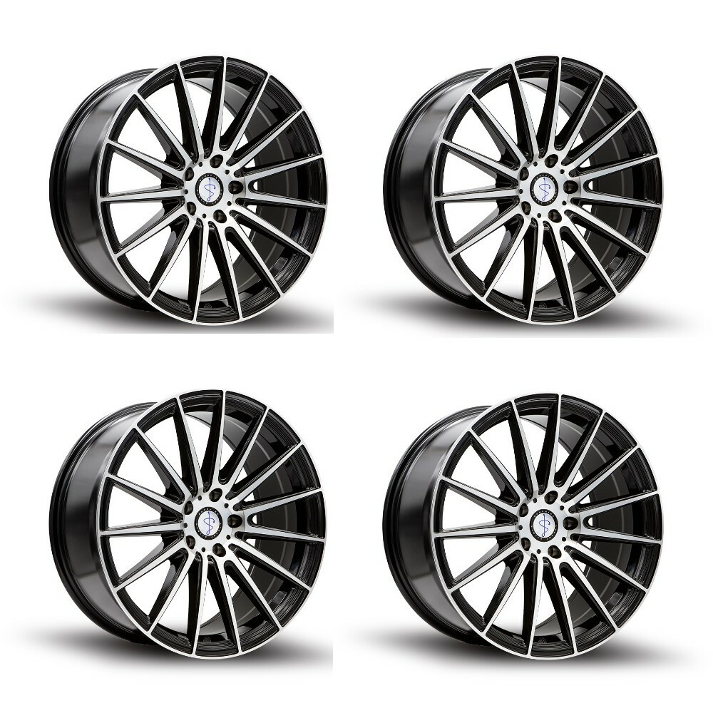 Set 4 22" Sapphire Luxury Alloys SX03-03 Black Machined Face 22x9 5x115 20mm