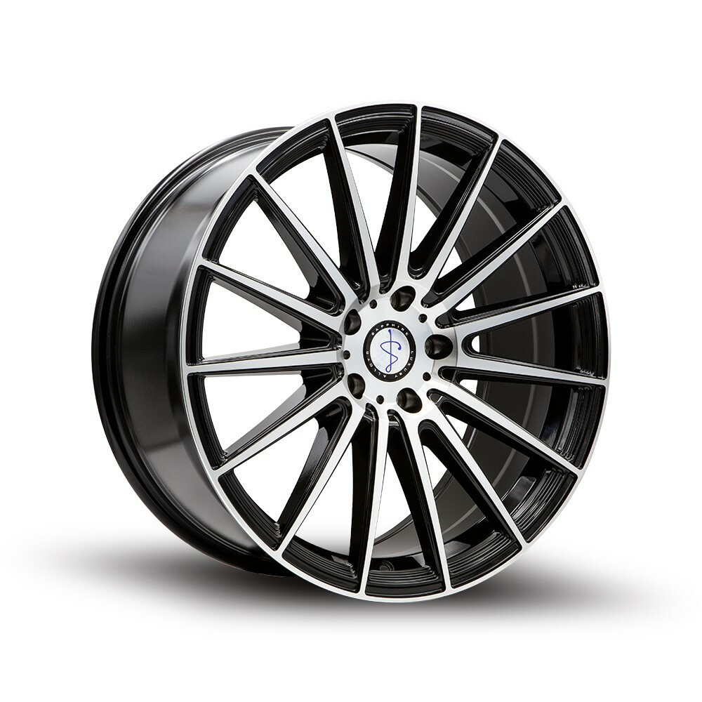 Set 4 22" Sapphire Luxury Alloys SX03-03 Black Machined Face 22x9 5x115 20mm