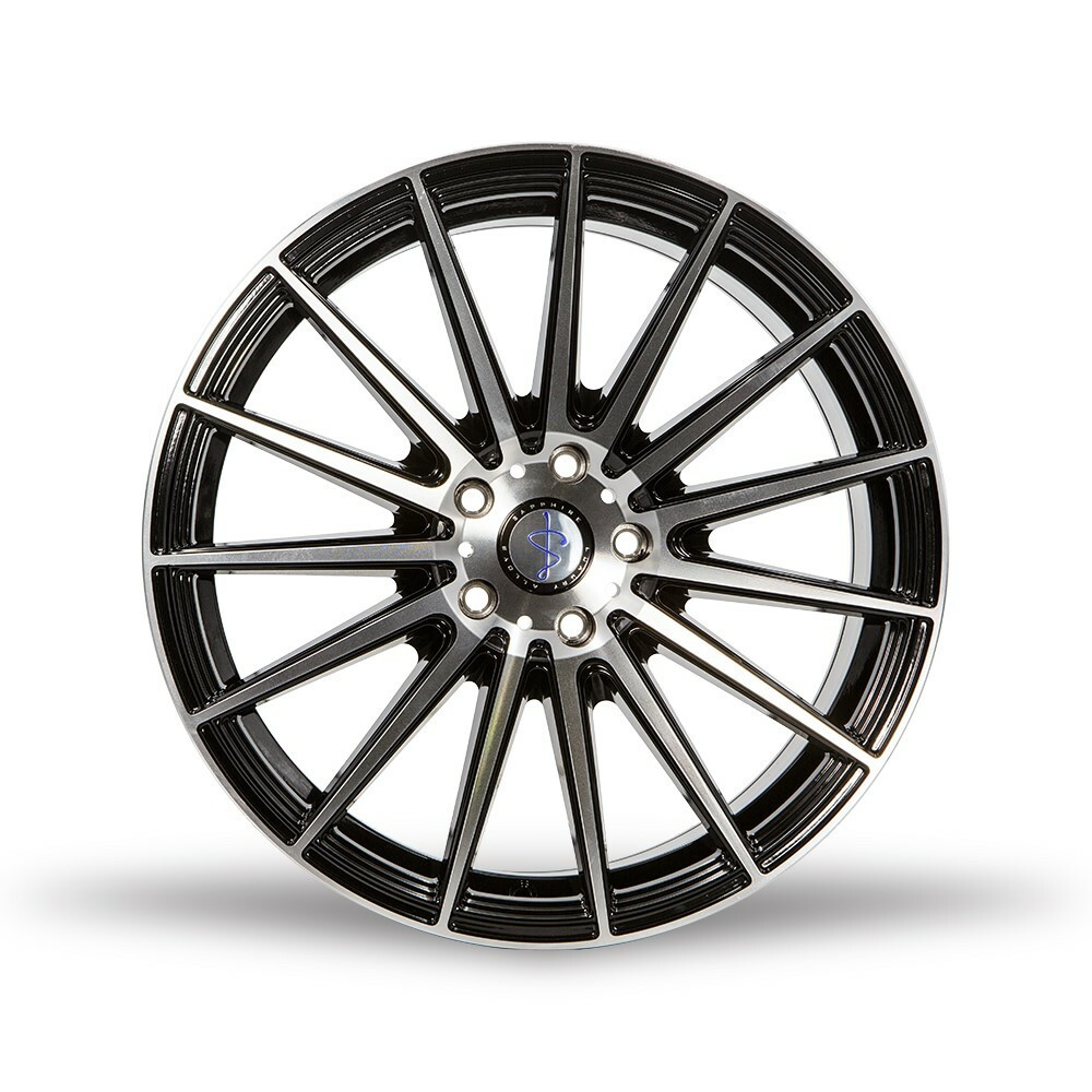 Set 4 22" Sapphire Luxury Alloys SX03-03 Black Machined Face 22x9 5x115 20mm
