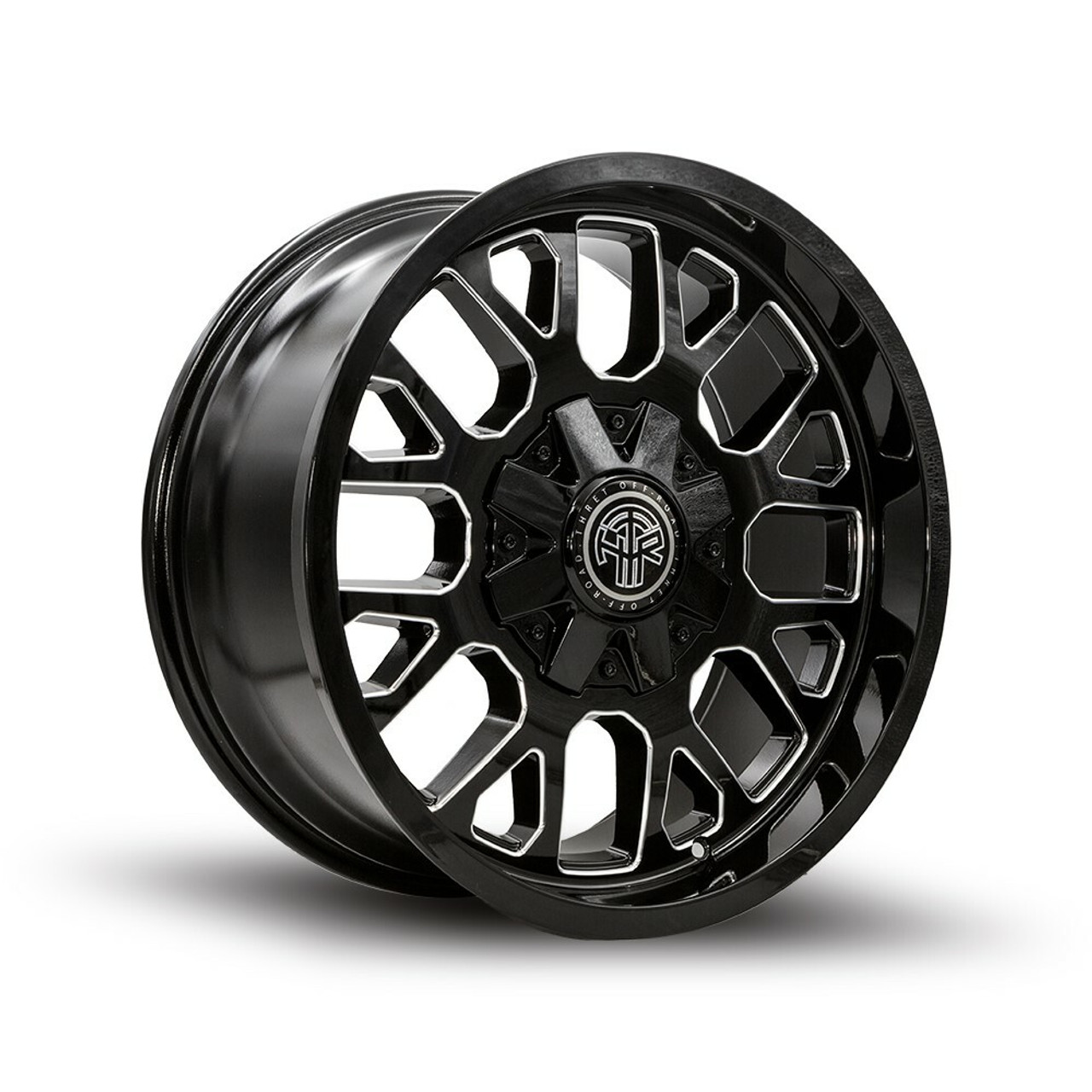 Set 4 20" Thret Offroad Attitude 802 Black Milled 20x9 Wheels 8x6.5 8x170 0mm