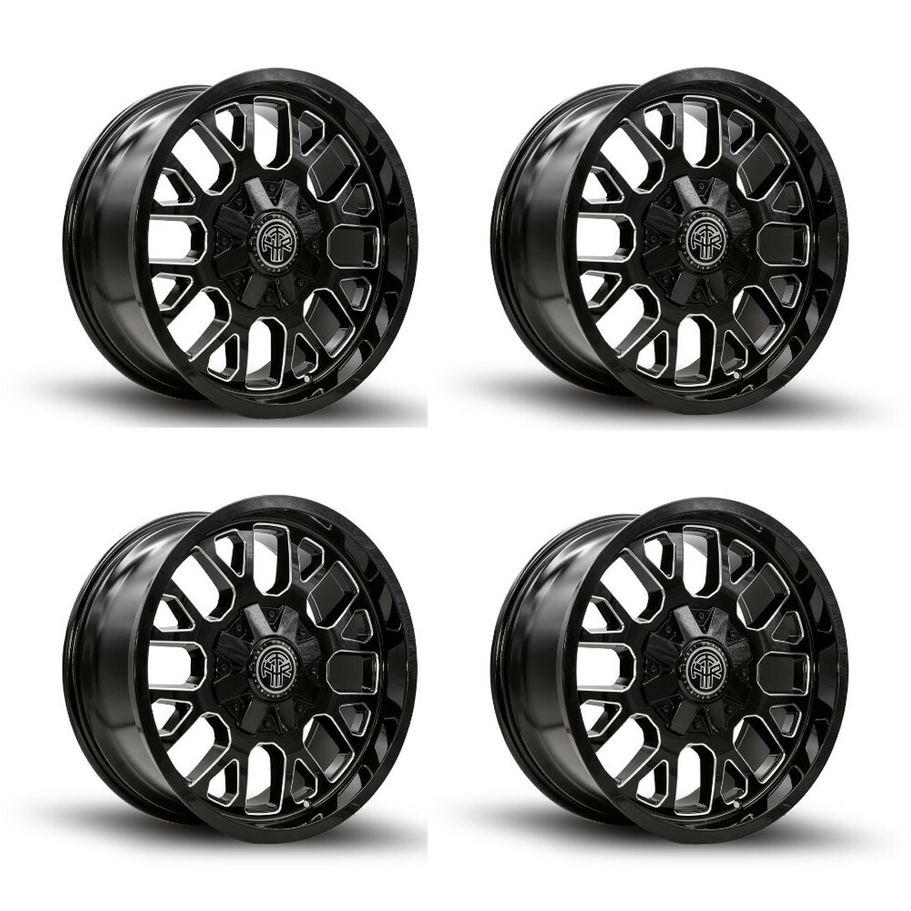 Set 4 20" Thret Offroad Attitude 802 Black Milled 20x9 Wheels 6x135 6x5.5 0mm
