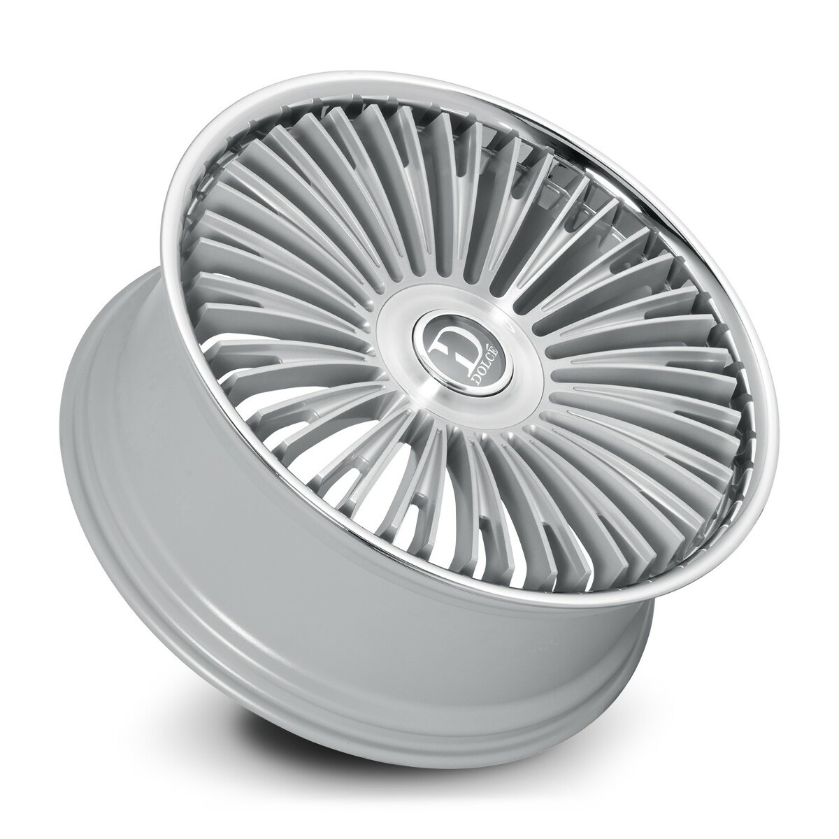 Set 4 24" Dolce Razzo 24x10 6x135 6x5.5 25mm Sliver Brush Face Floating Cap Rims