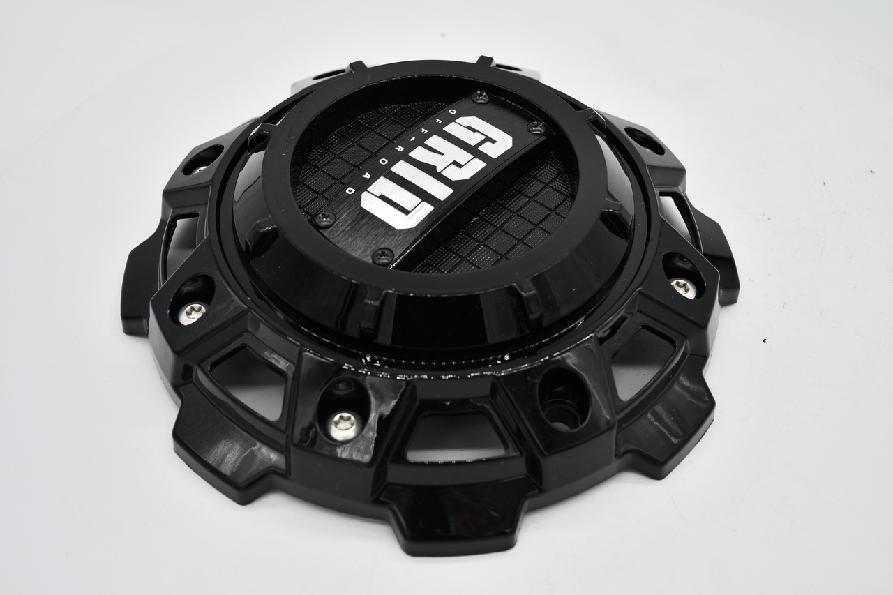 Genuine Grid Offroad GD-8-CAPGB gloss black OEM replacement wheel center cap with C8045L213 reference number. Fits select GD1 through GD13 8-lug Grid Offroad wheels with an 8.5-inch bolt-on design.