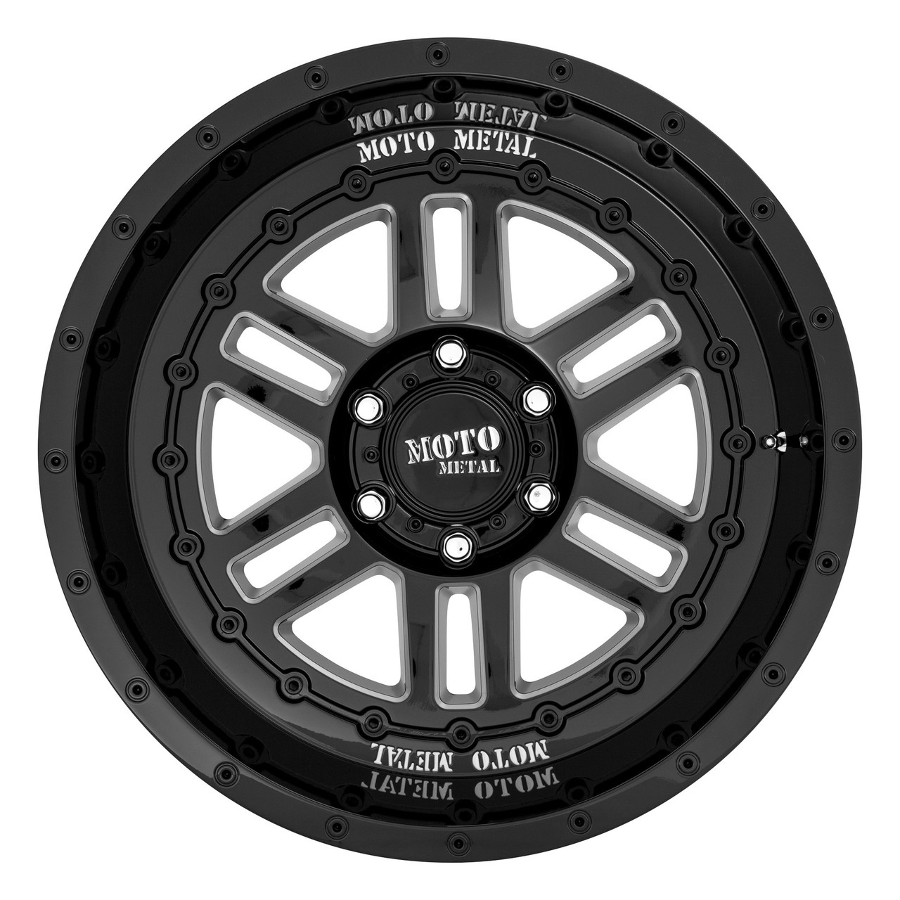 Moto Metal MO800 Deep Six 20x10 5x5.0 Gloss Black Milled Wheel 20" -18mm Rim