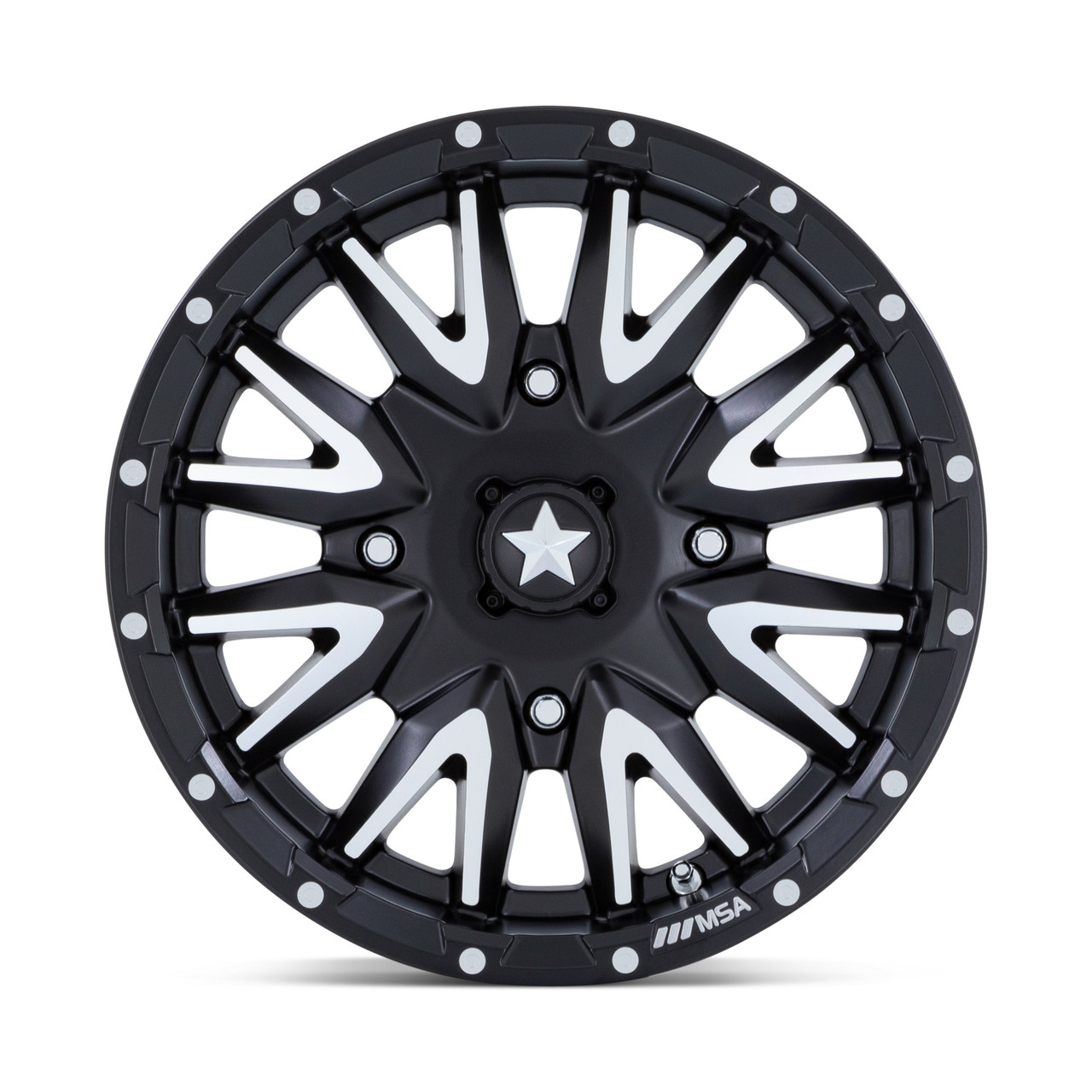 MSA Offroad Wheels M49 Creed 15x7 4x156 Matte Black Machined Wheel 15" 10mm Rim