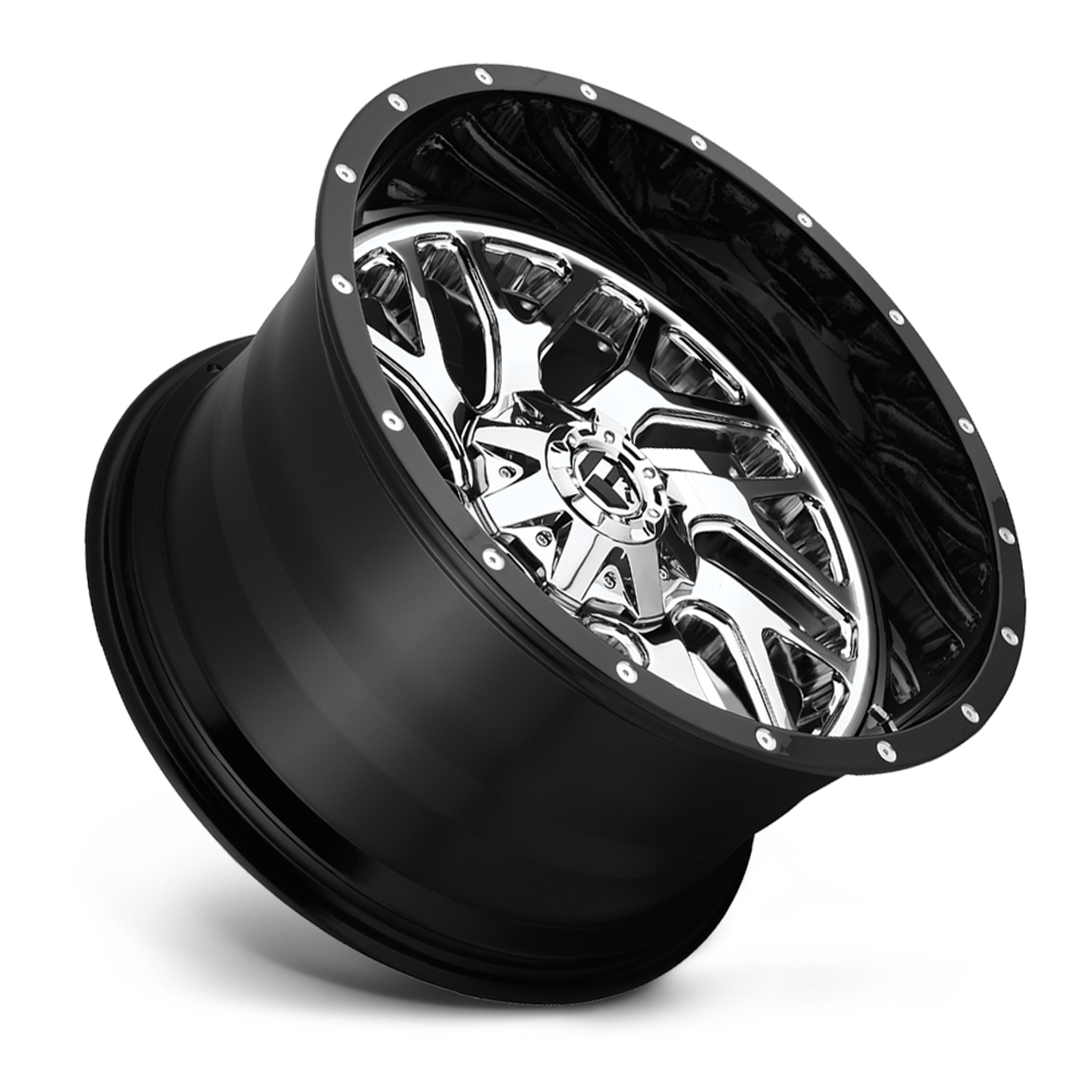 Fuel 2PC D211 Triton 20x10 8x6.5 Chrome Plated Gloss Black Lip Wheel 20" -19mm