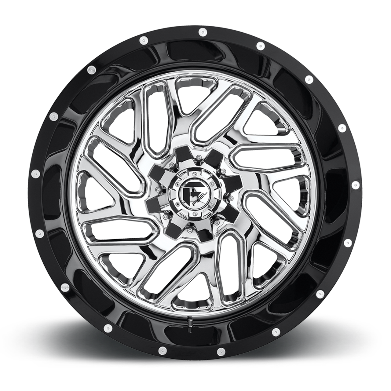 Fuel 2PC D211 Triton 20x10 8x6.5 Chrome Plated Gloss Black Lip Wheel 20" -19mm