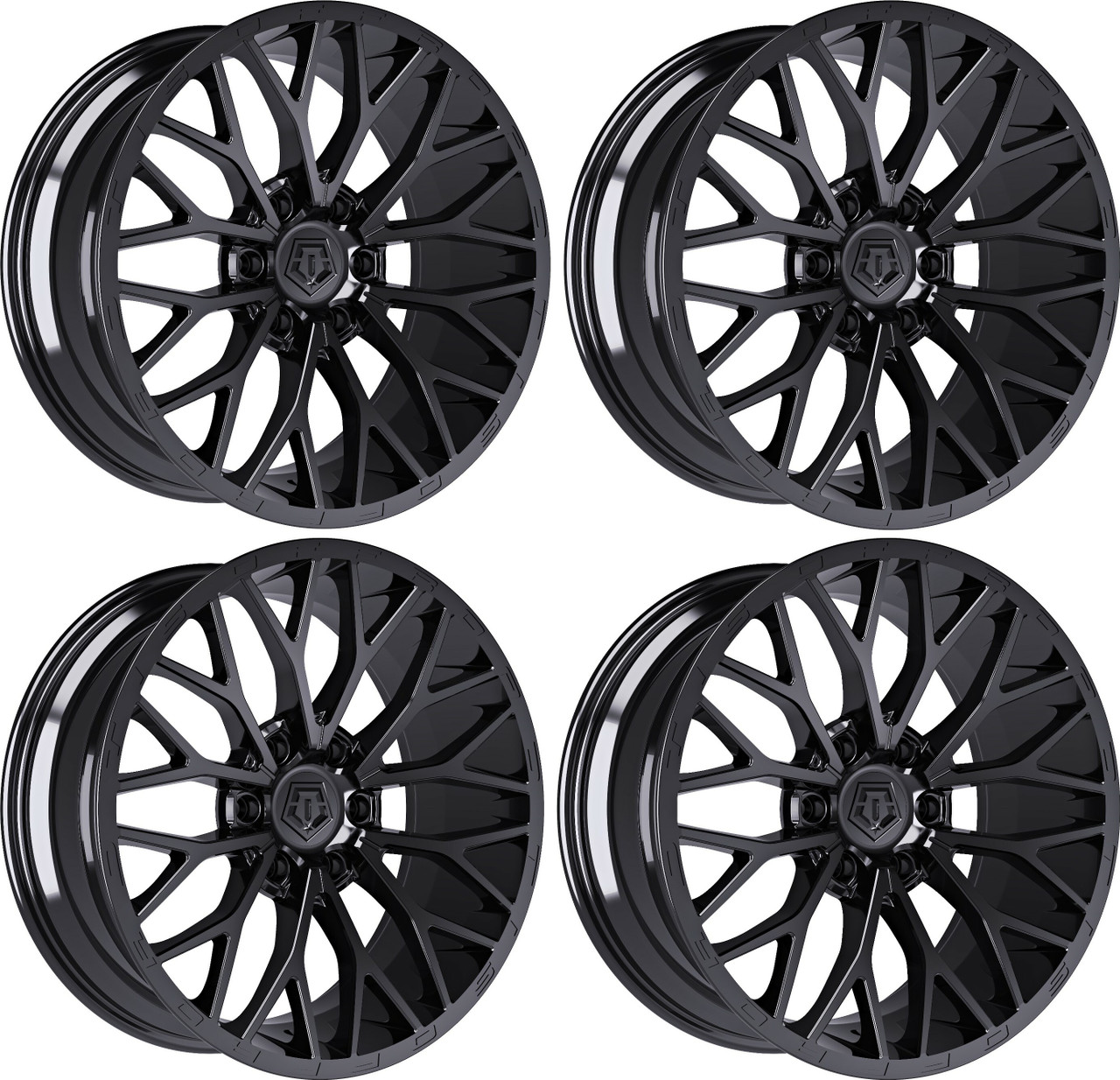 Set 4 22" TIS 566B Gloss Black 22x12 Wheels 6x135 -44mm For Ford Lincoln Rims