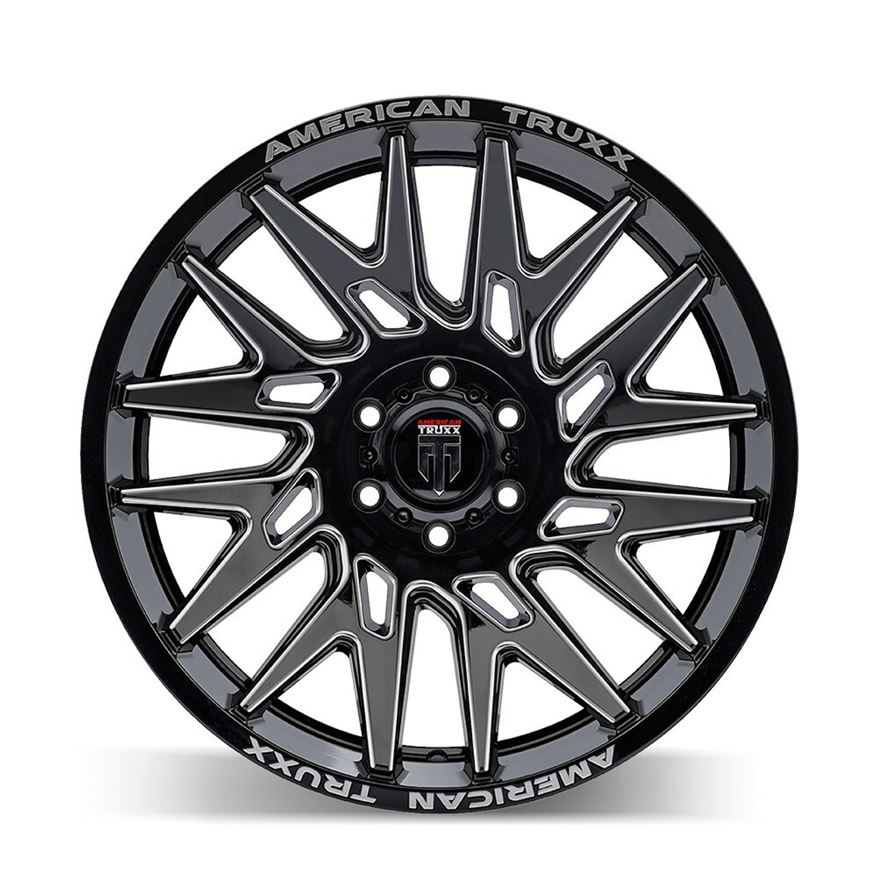 Set 4 22" American Truxx Evolution Gloss Black Milled 22x12 Wheels 6x135 -44mm