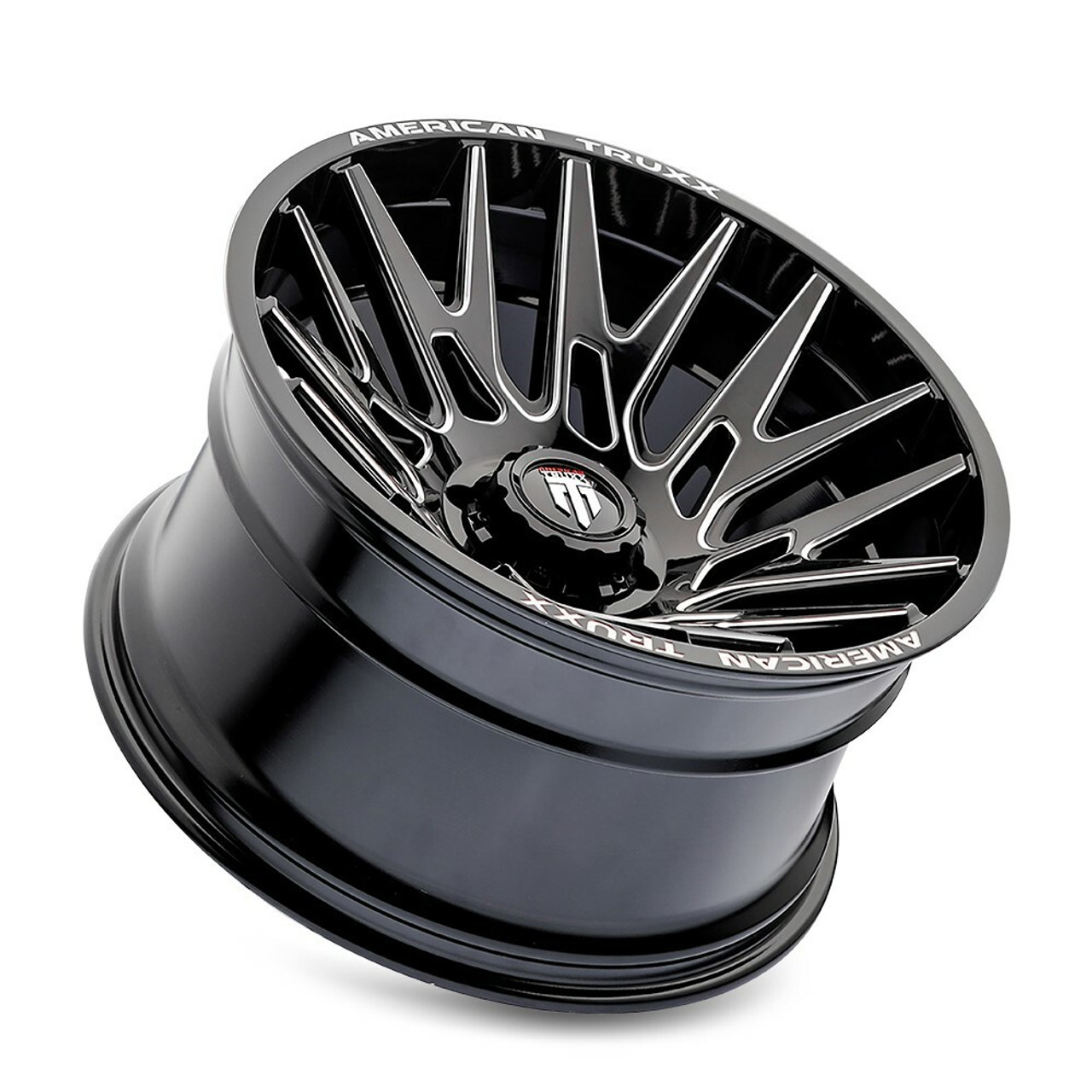 Set 4 22" American Truxx Evolution Gloss Black Milled 22x12 Wheels 6x135 -44mm