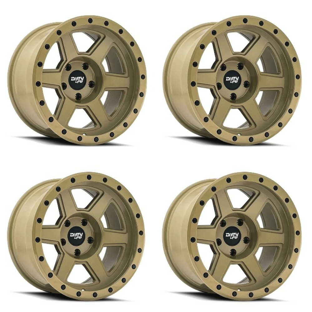 Set 4 17" Dirty Life Compound Desert Sand 17x9 Wheels 5x5 -38mm Lifted Rims