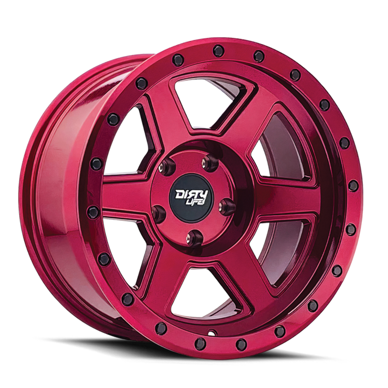 20" Dirty Life Compound Crimson Candy Red 20x10 Wheel 8x6.5 Lifted Rim -25mm