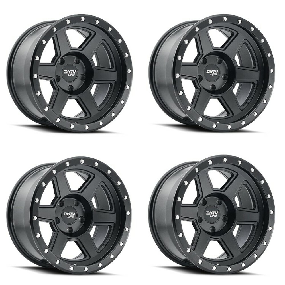 Set 4 20" Dirty Life Compound Matte Black 20x10 Wheels 6x135 Lifted Rims -25mm