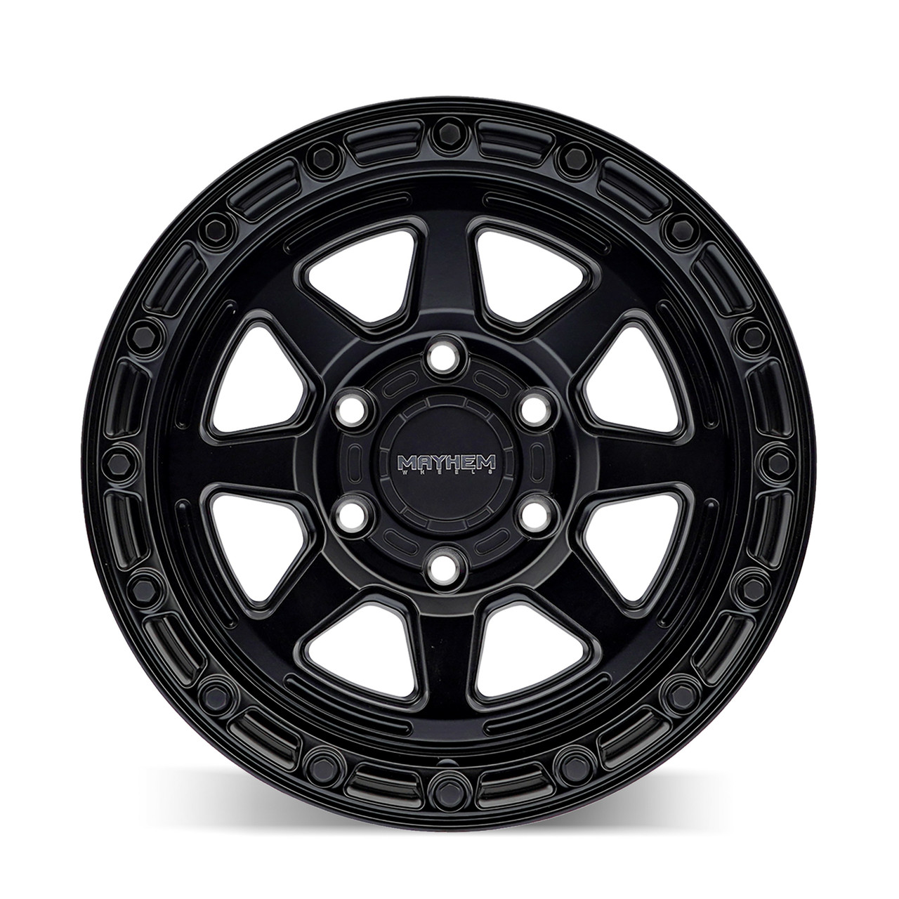Set 4 17" Mayhem Ridgeline Satin Black 17x8.5 Wheels 6x135 Lifted Rims -6mm