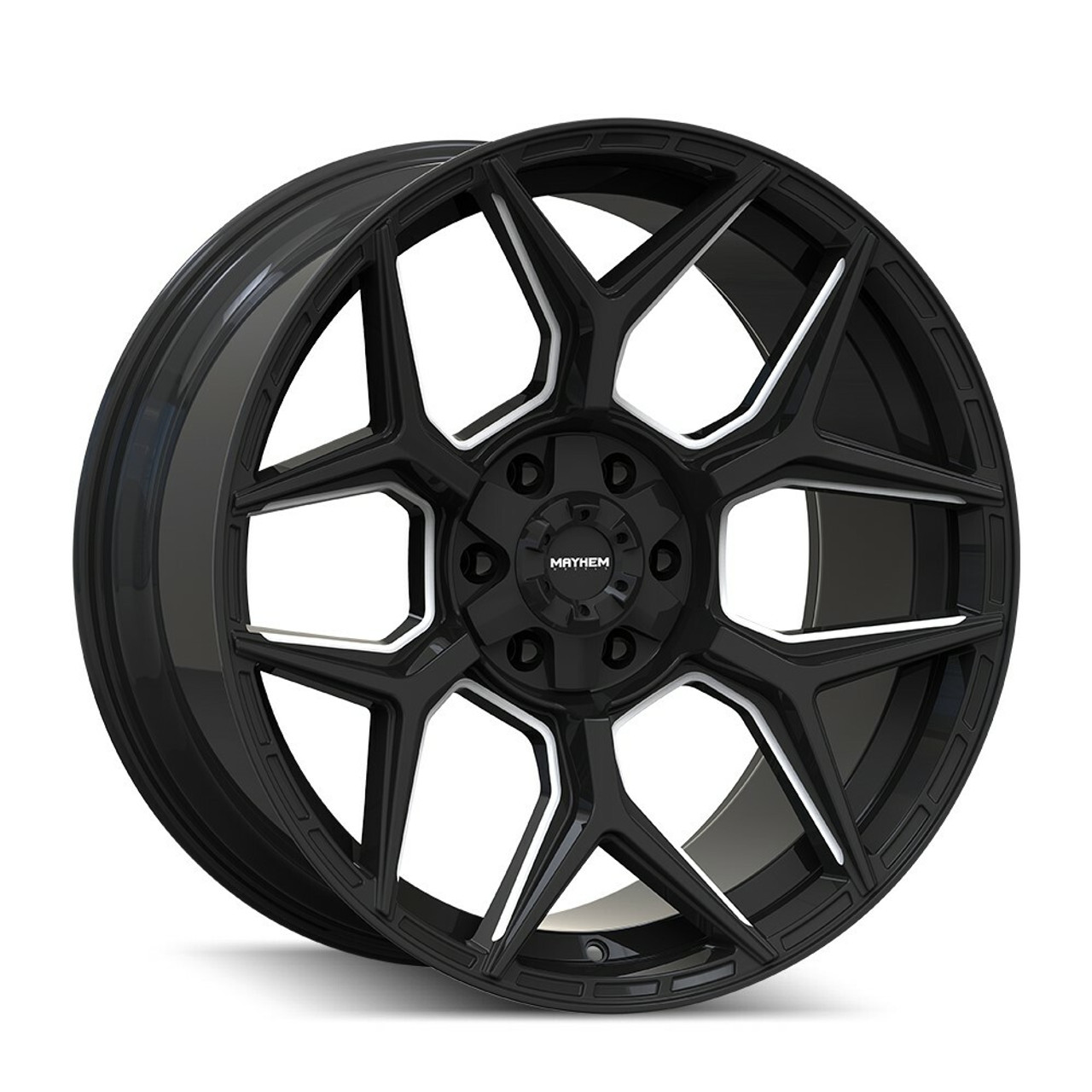 20" Mayhem Vanquish Gloss Black Milled 20x9 Wheel 5x5 5x5.5 Truck Rim 0mm