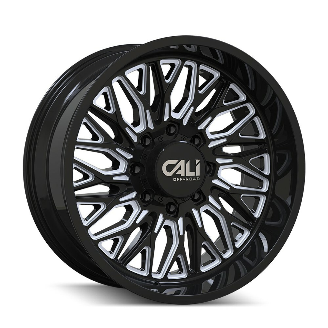 22" Cali Off-Road Crusher Gloss Black Milled 22x10 Wheel 8x6.5 Lifted Rim -19mm