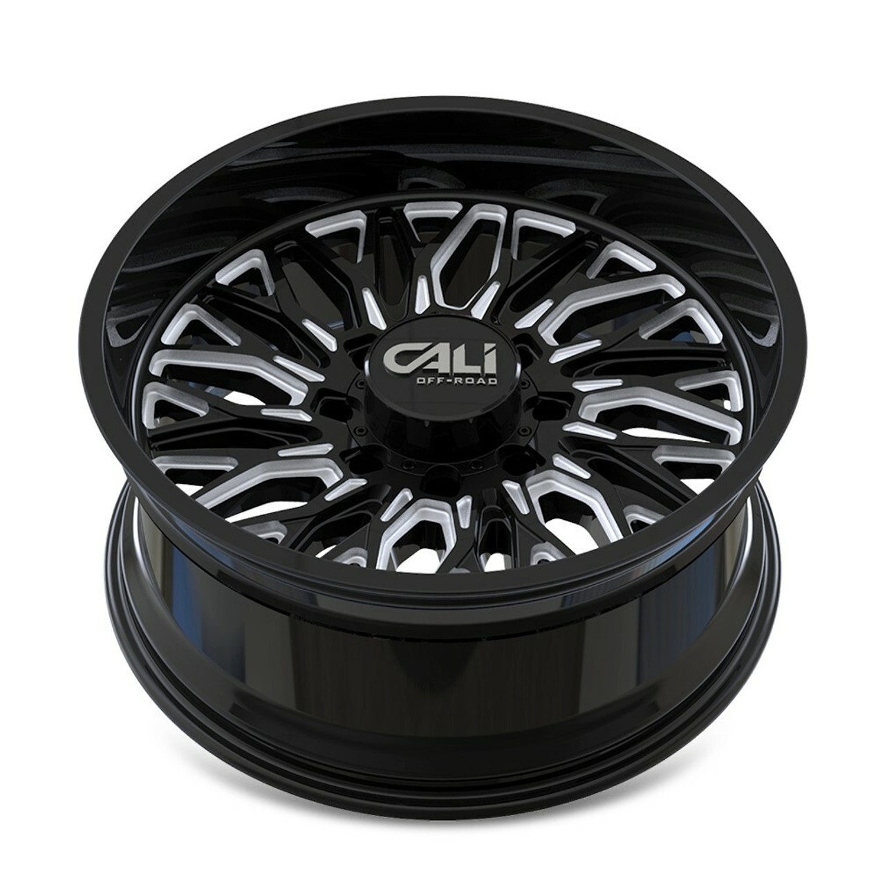 22" Cali Off-Road Crusher Gloss Black Milled 22x10 Wheel 8x6.5 Lifted Rim -19mm