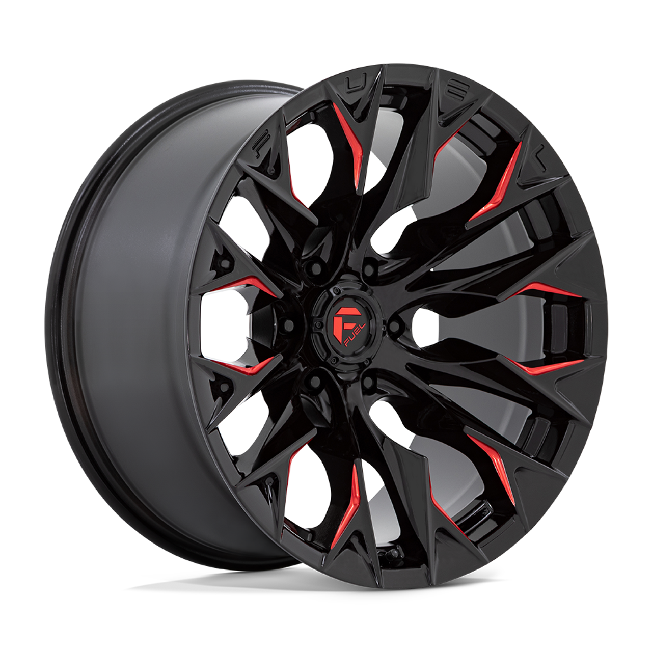 Fuel  D823 Flame 22x10 6x135 Gloss Black Milled Candy Red Wheel 22" -18mm