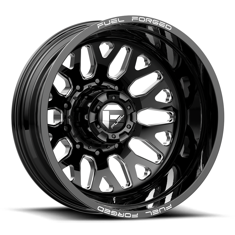 Fuel Mono DE19 FF19D 24x12 8x6.5 Gloss Black Milled Wheel 24" -50mm Rim