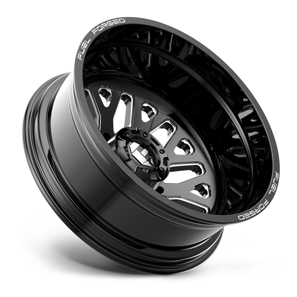 Fuel Mono DE19 FF19D 24x12 8x6.5 Gloss Black Milled Wheel 24" -50mm Rim