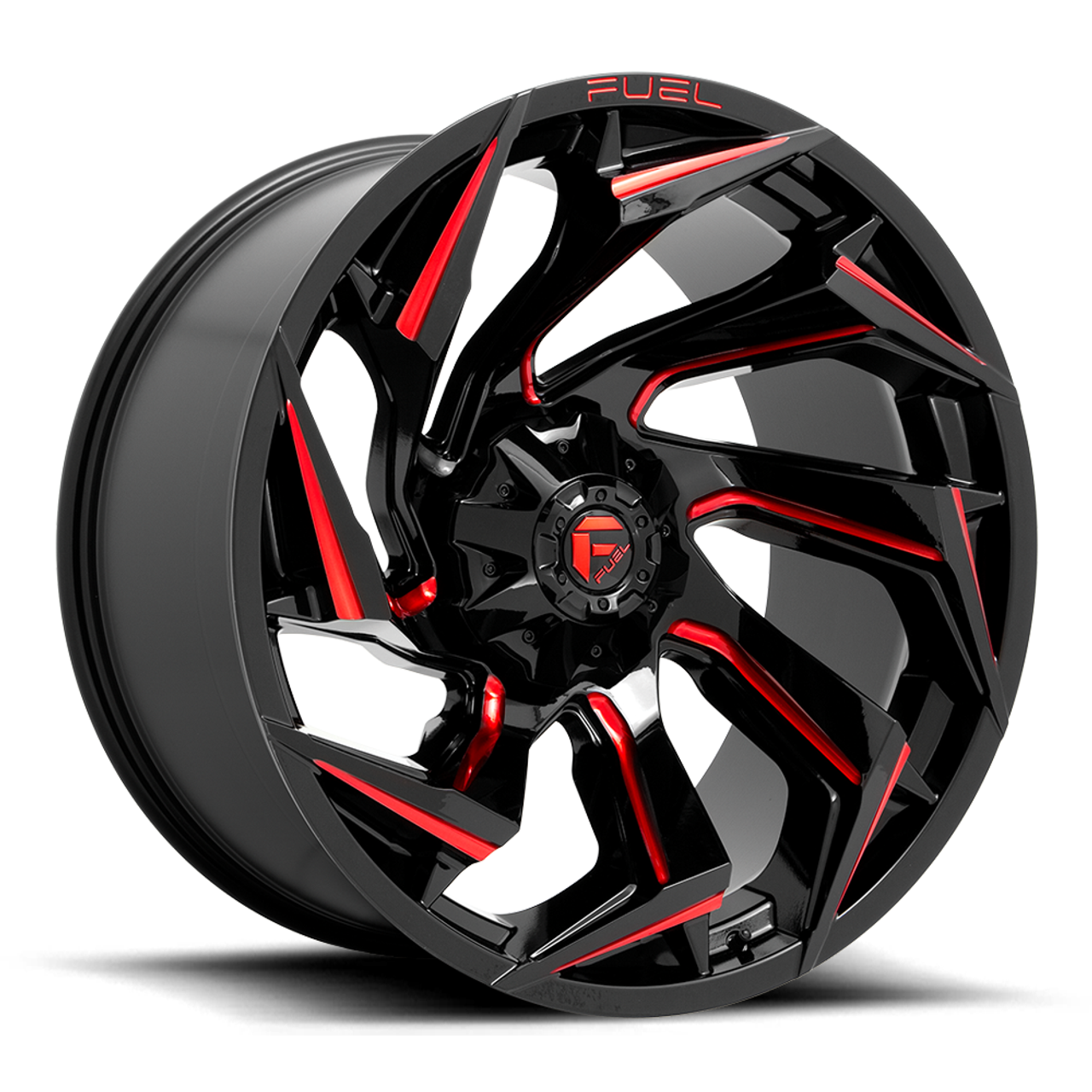 Fuel  D755 Reaction 20x9 5x5.5 5x150 Gloss Black Milled Red Tint Wheel 20" 20mm